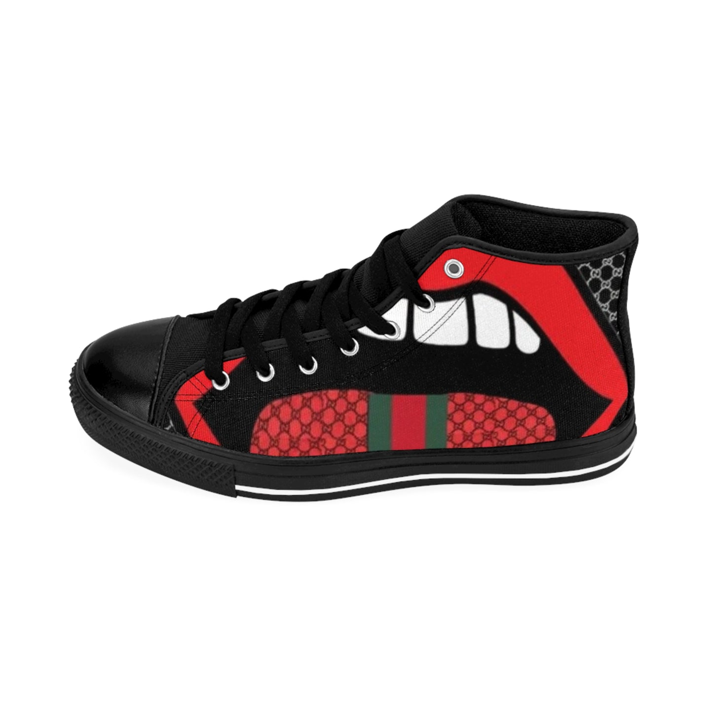 Men's Classic High-Top Sneakers with Bold Red Graphic Design