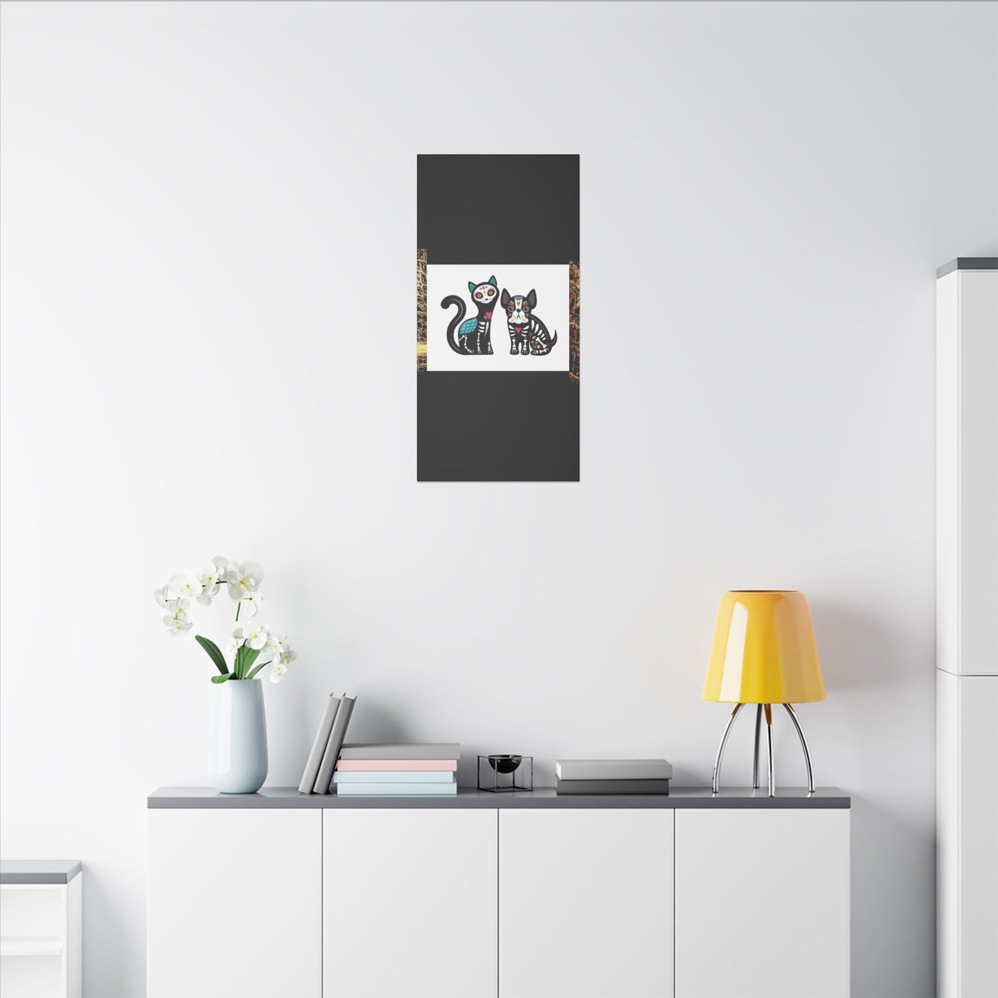 Day of the Dead Pet Canvas Art - Colorful Cat and Dog Wall Decor