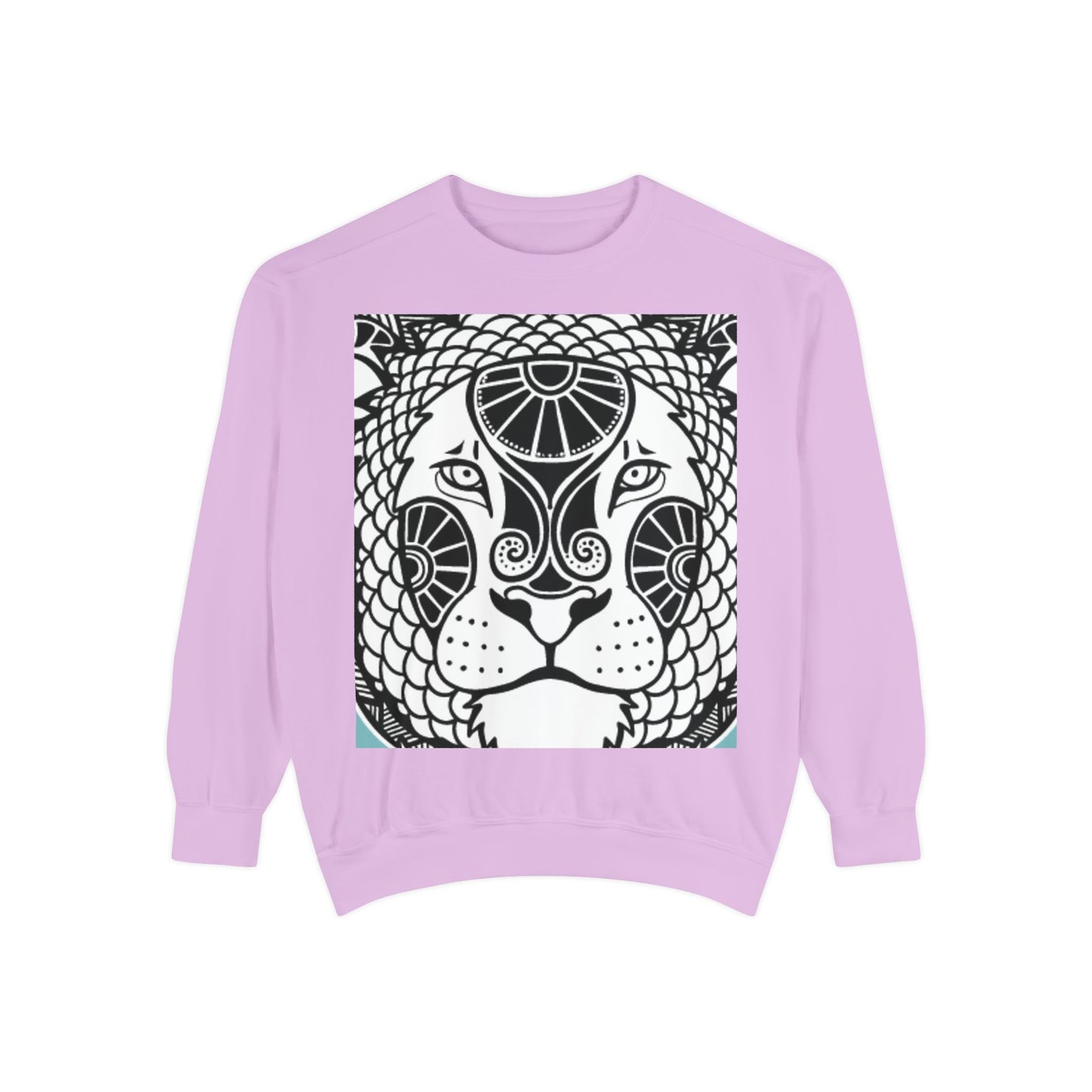 Bohemian Lion Unisex Garment-Dyed Sweatshirt - Cozy & Stylish Animal Graphic Tee for Nature Lovers