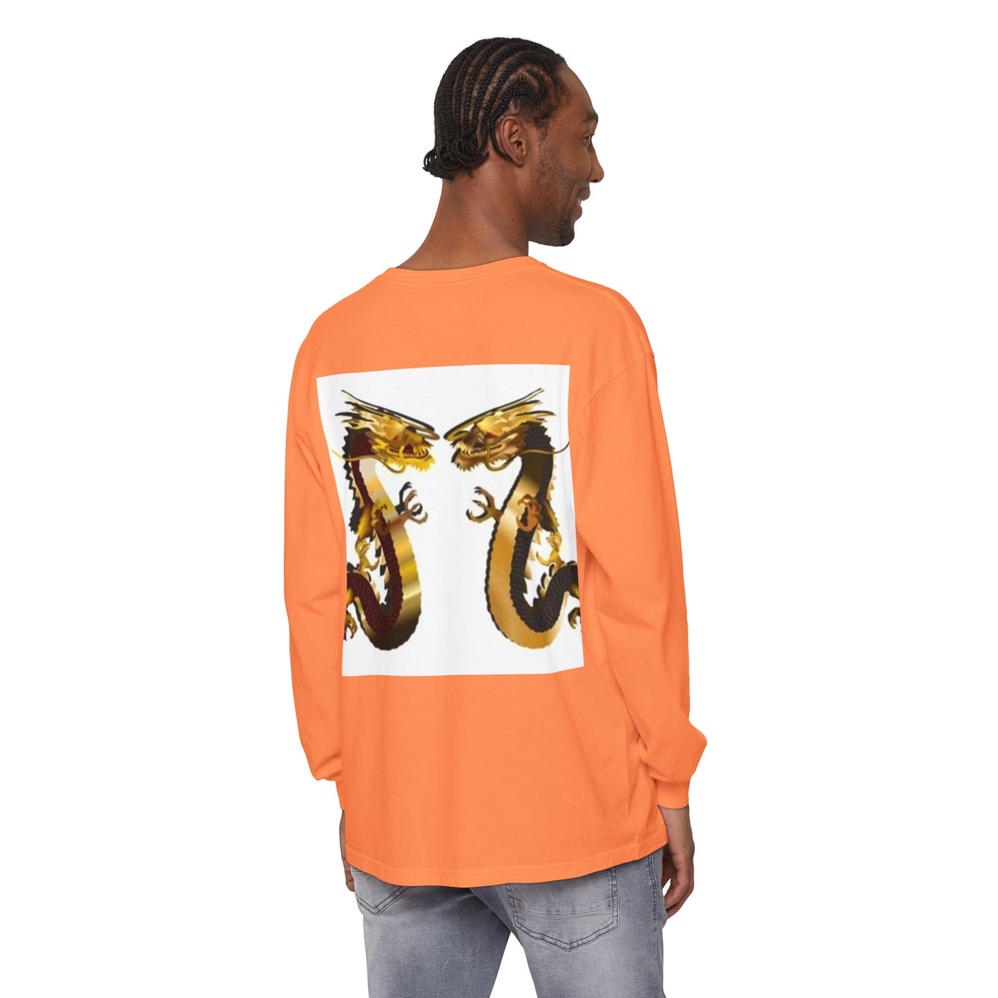 Dragon Duel Unisex Long Sleeve T-Shirt - Garment-Dyed Art Tee