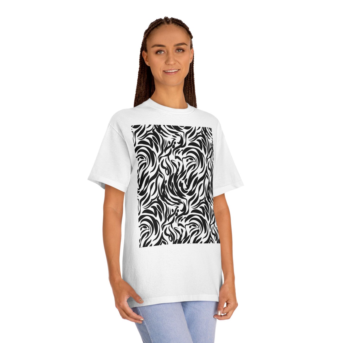 Black and White Abstract Waves Unisex Classic Tee