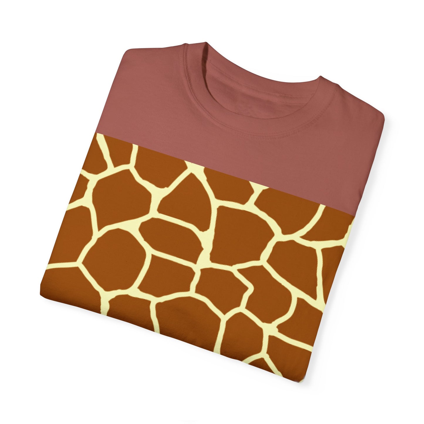 Unisex Giraffe Print Garment-Dyed T-Shirt - Animal Lover Tee