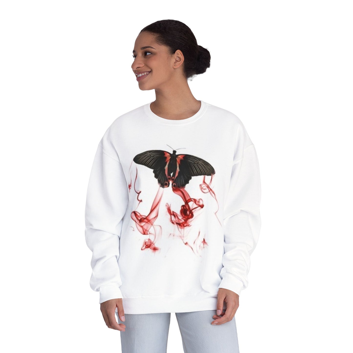Unisex Crewneck Sweatshirt with Artistic Butterfly Design – Perfect for Fall Style & Gifts