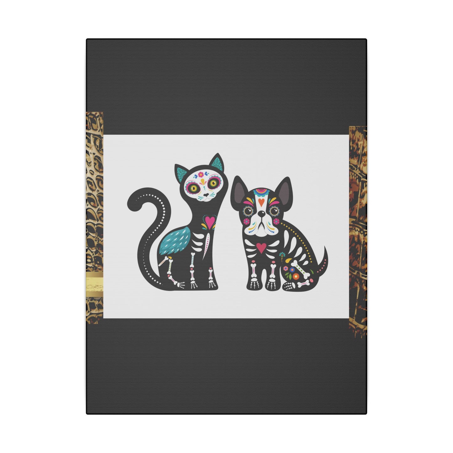 Day of the Dead Pet Canvas Art - Colorful Cat and Dog Wall Decor