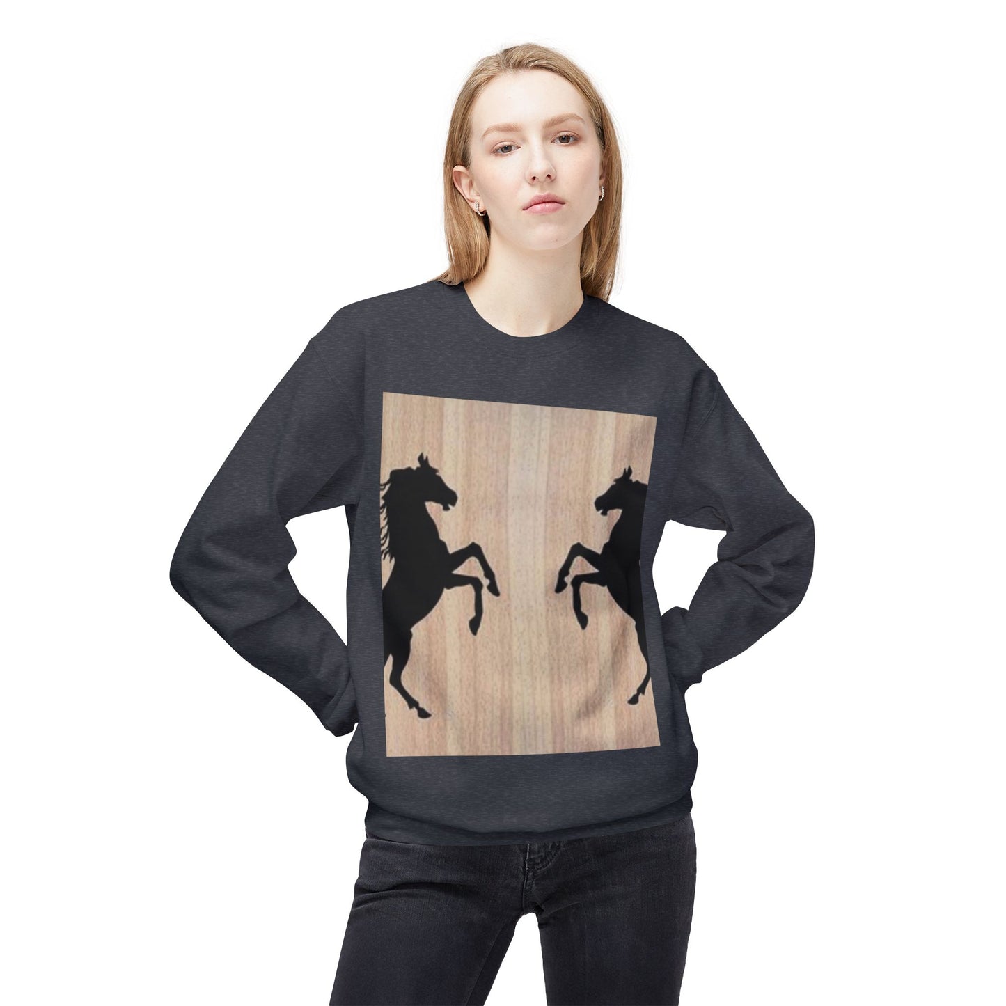 Equestrian Silhouette Fleece Sweatshirt - Perfect for Horse Lovers