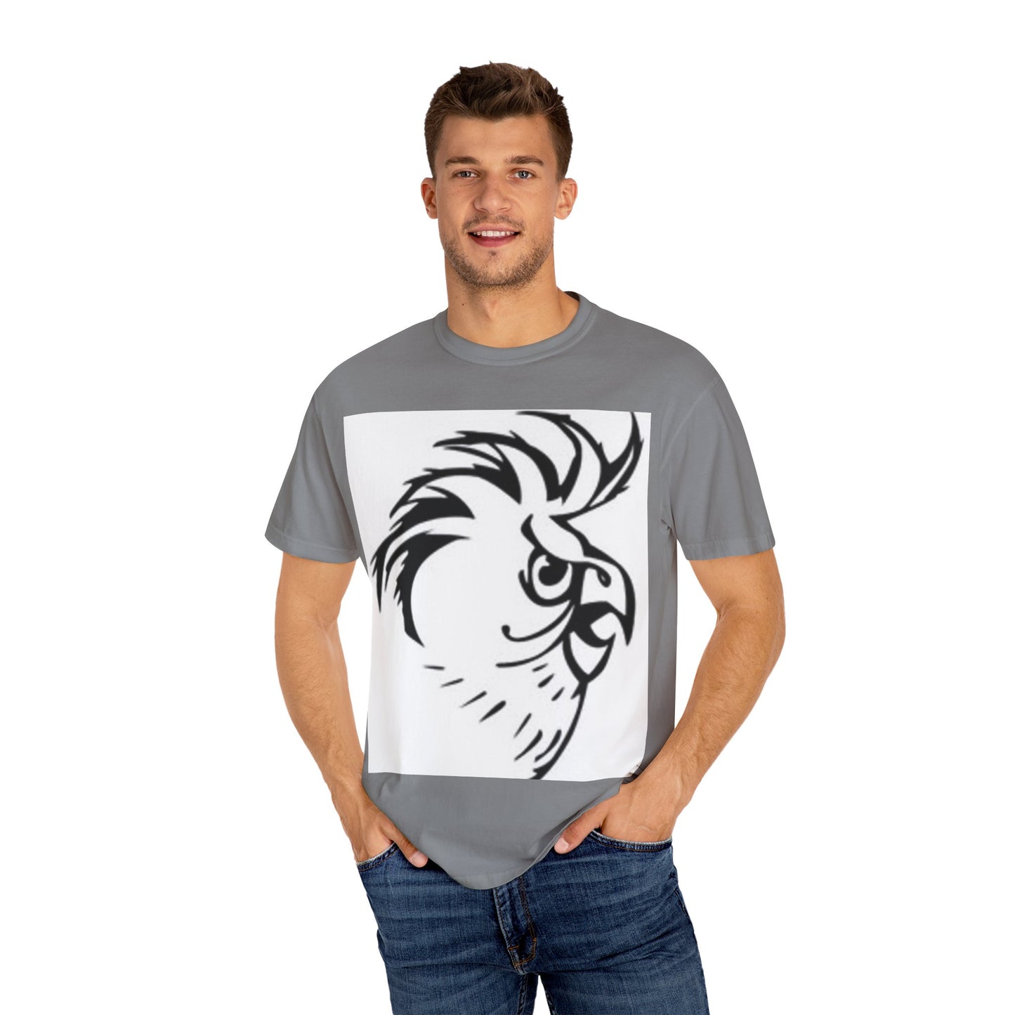 Artistic Unisex Garment-Dyed T-Shirt - Hand Drawn Patterns