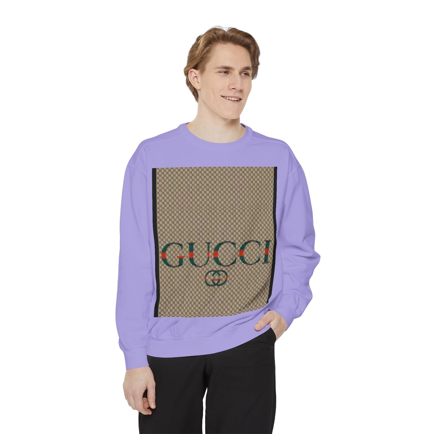 Fashionable Unisex Garment-Dyed Sweatshirt with GUCCI Design