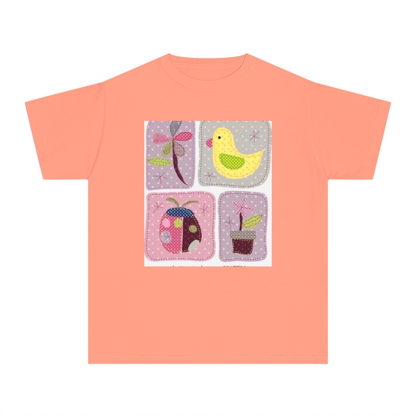 Whimsical Youth Midweight Tee with Cute Bird and Nature Designs