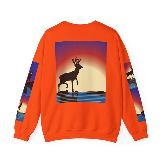 Vibrant Deer Sunset Unisex Crewneck Sweatshirt