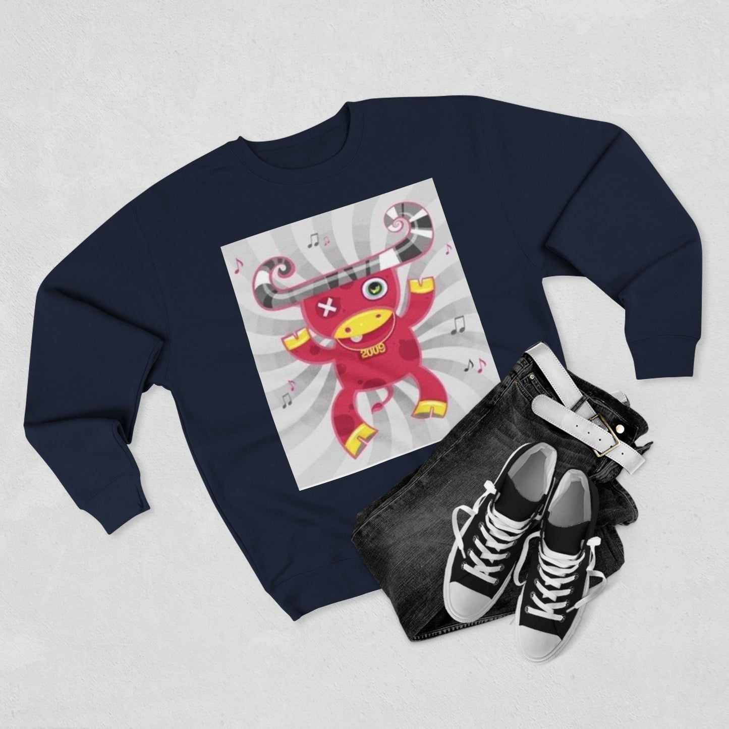 Fun Graphic Unisex Crewneck Sweatshirt - Playful Music Theme