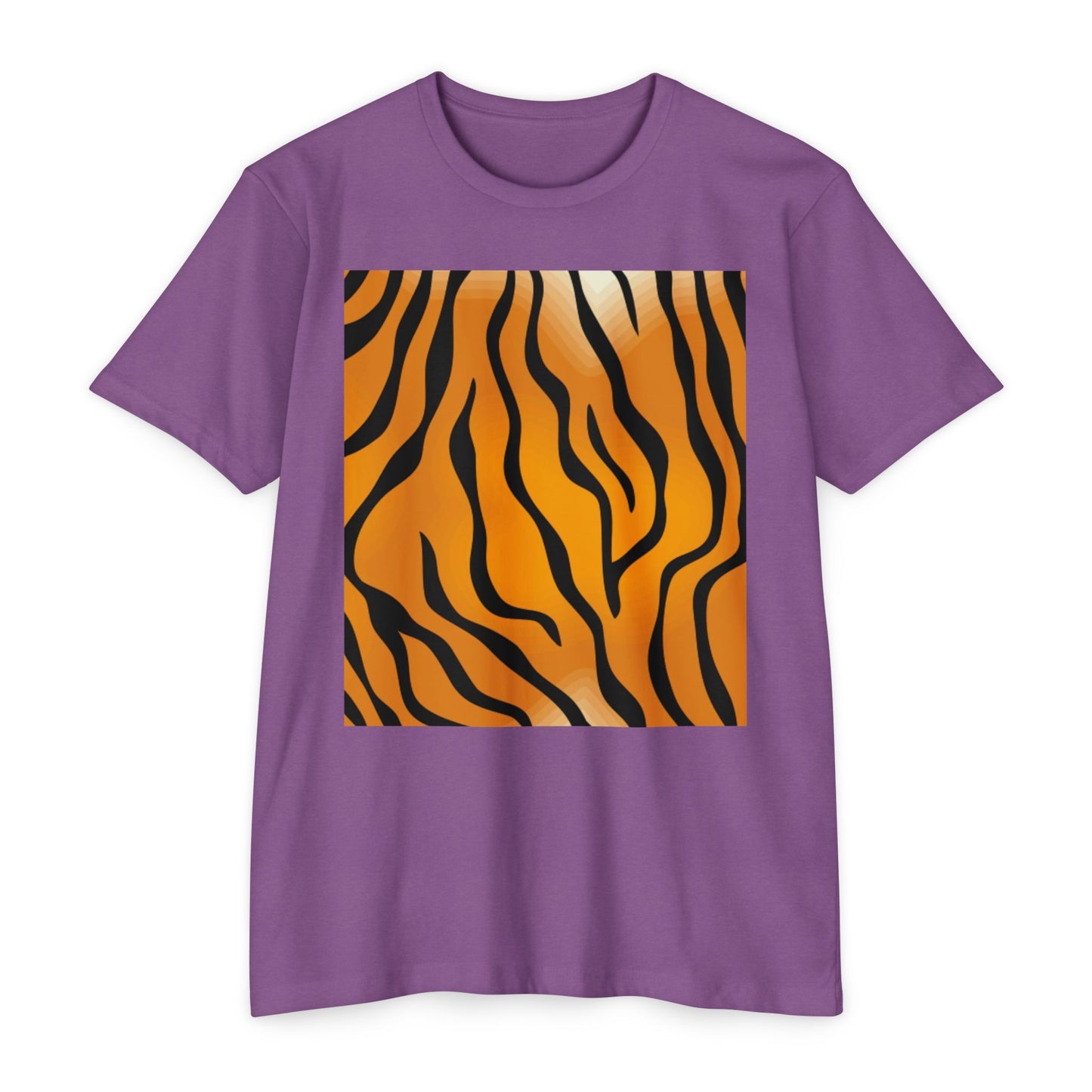 Unisex Tiger Stripe CVC Jersey T-Shirt - Bold Wild Pattern for Casual Wear