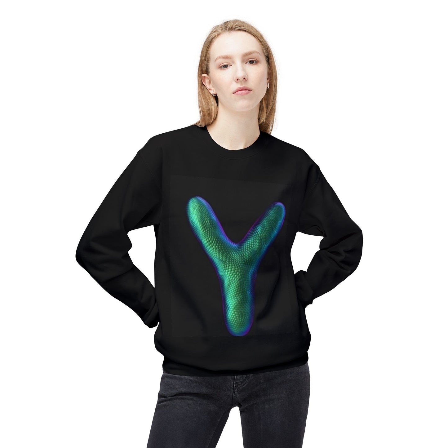 Unisex Y Graphic Fleece Crewneck Sweatshirt - Cozy Modern Style