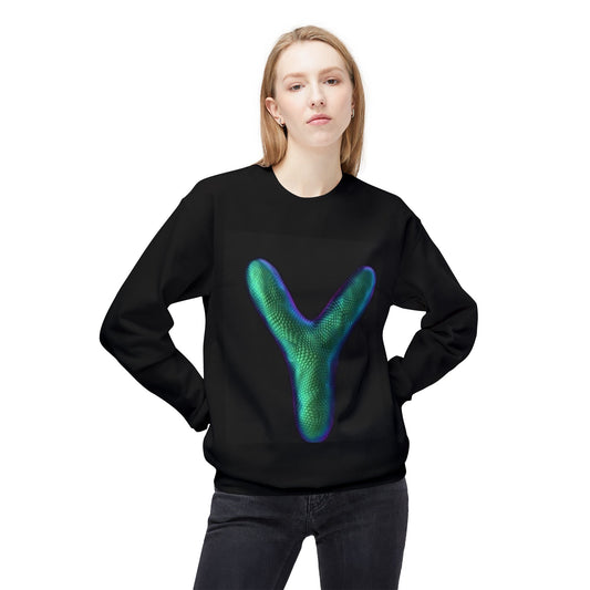 Unisex Y Graphic Fleece Crewneck Sweatshirt - Cozy Modern Style