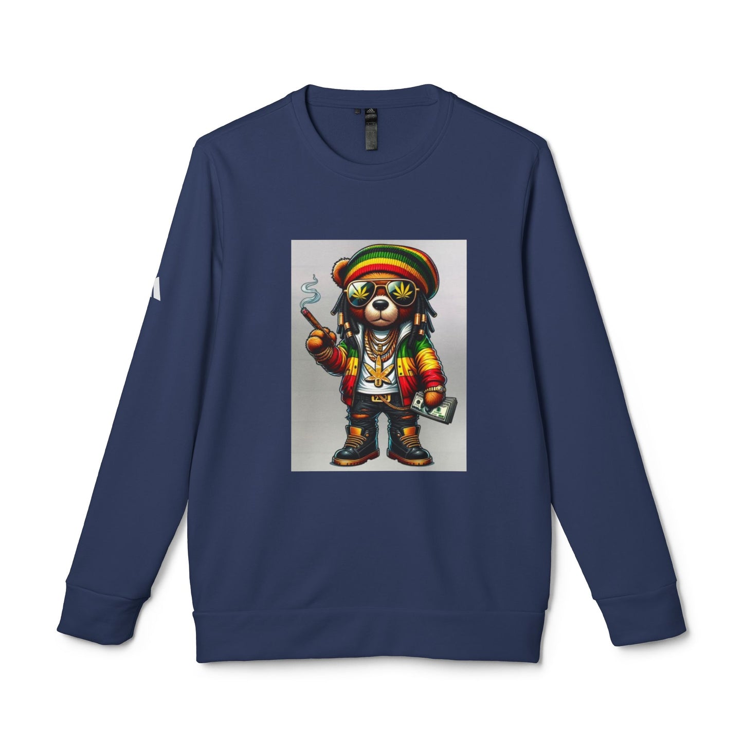 Rasta Bear Fleece Crewneck Sweatshirt - Unisex Chill Vibe