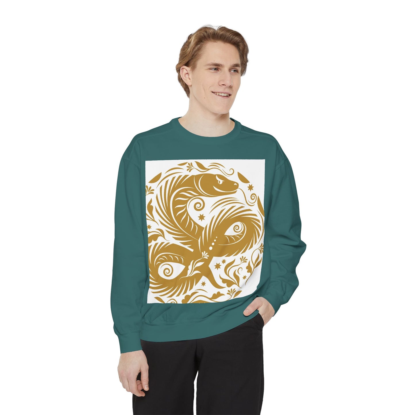 Cultural Vibe Unisex Garment-Dyed Sweatshirt - Tribal Mask & Animal Design