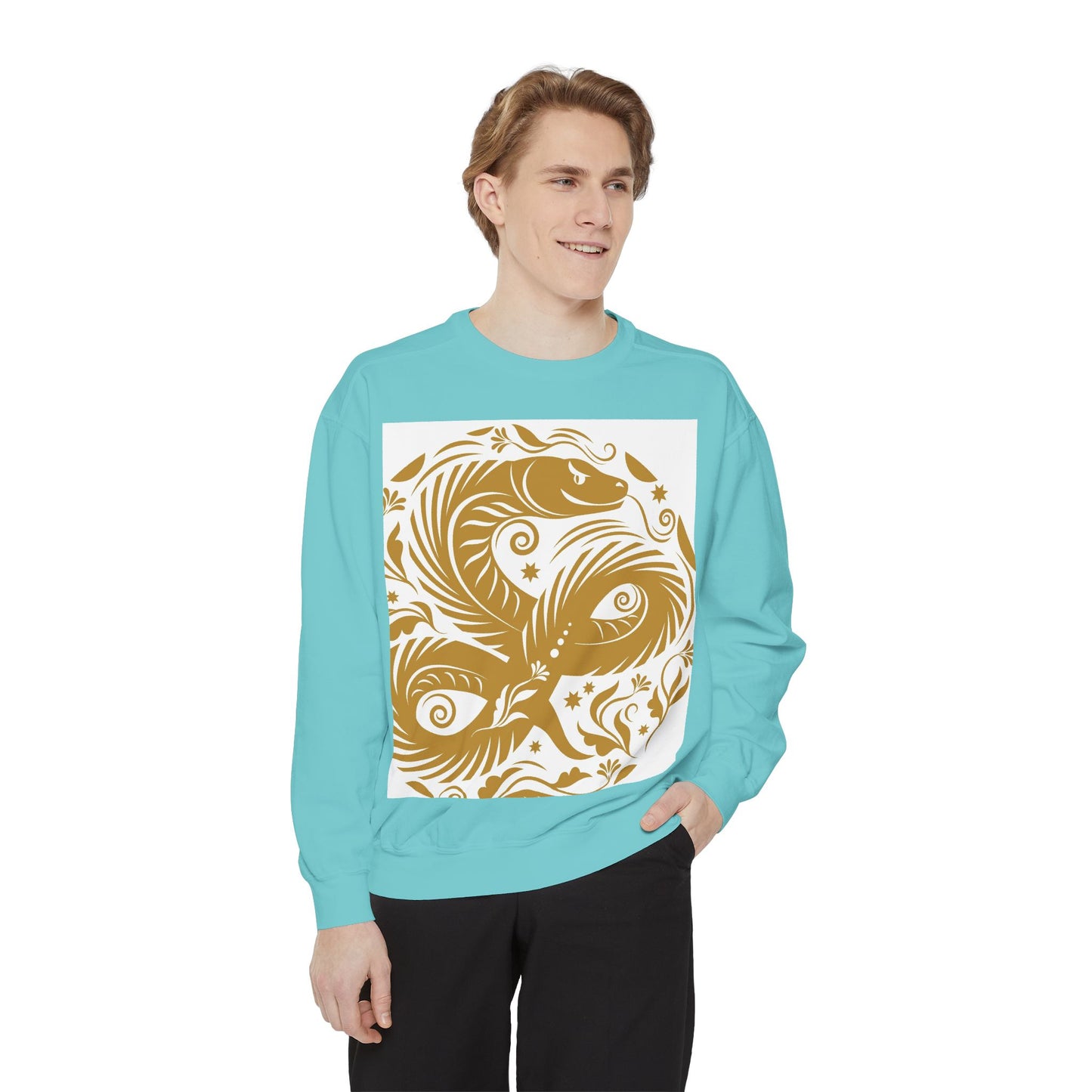 Cultural Vibe Unisex Garment-Dyed Sweatshirt - Tribal Mask & Animal Design