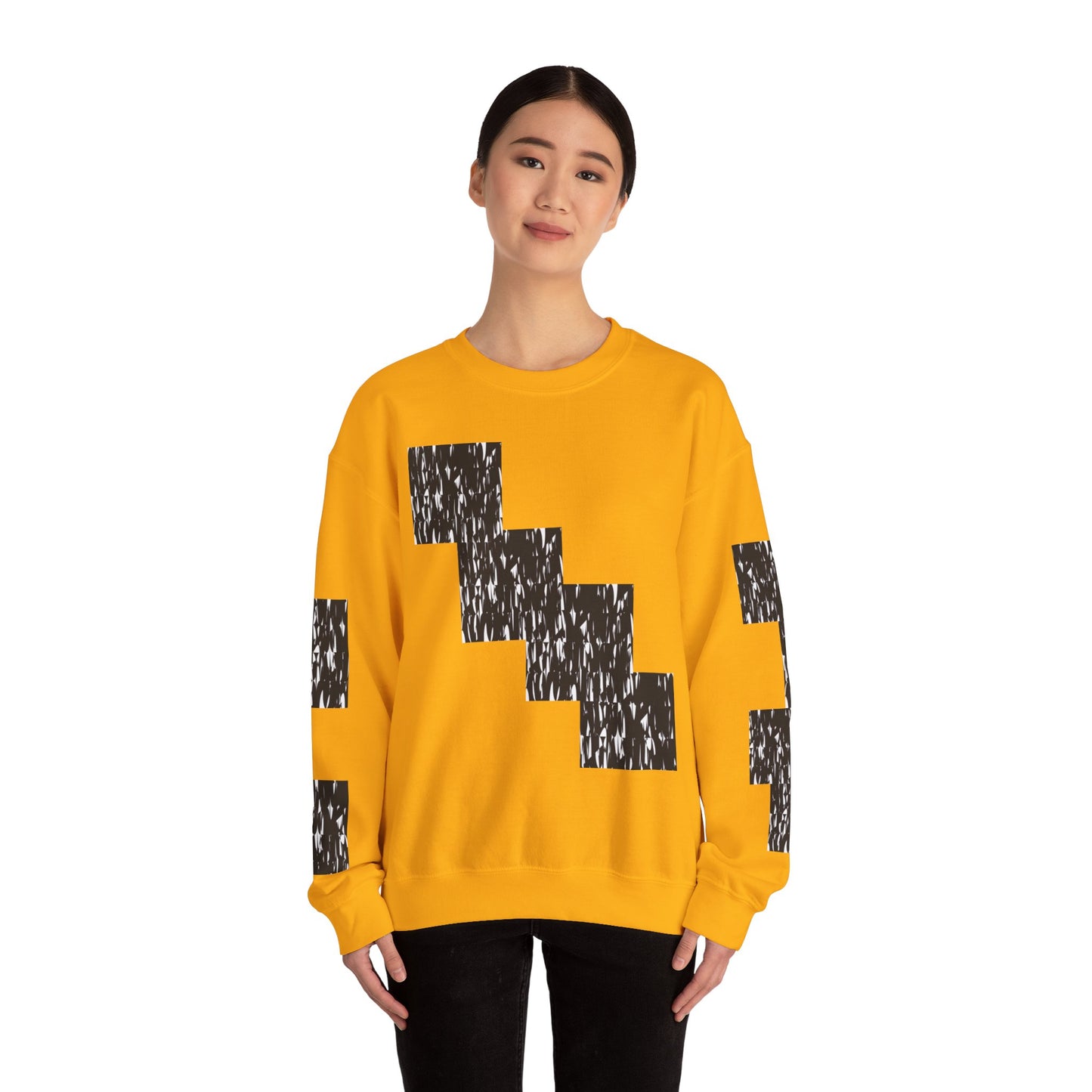 Trendy Graphic Crewneck Sweatshirt | Modern Abstract Black & White Design