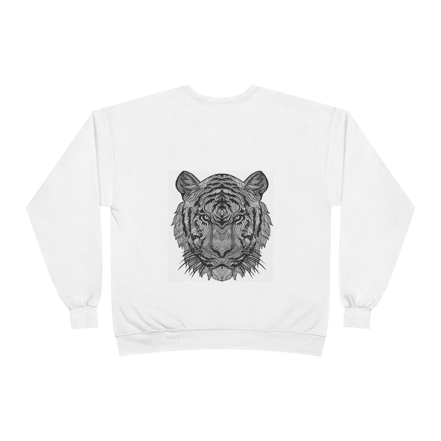 Unisex EcoSmart Tiger Graphic Crewneck Sweatshirt - Bold Black & White Design