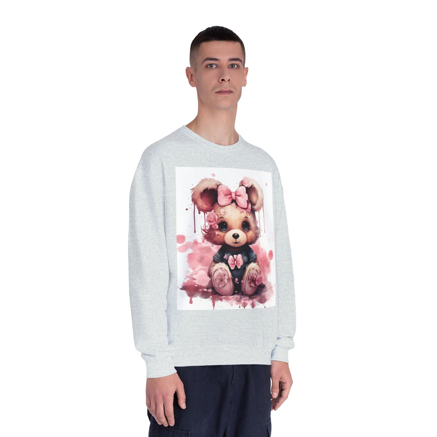 Cute Floral Bear Crewneck Sweatshirt - Cozy Unisex Apparel
