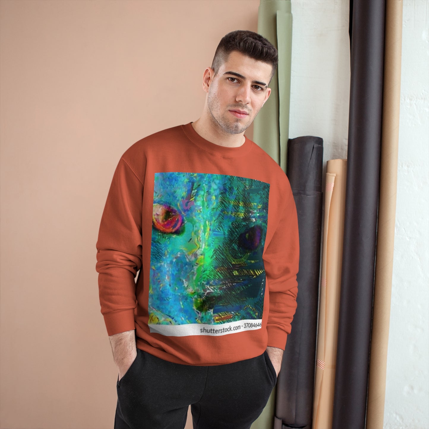 Vibrant Artistic Champion Sweatshirt with Eye Design