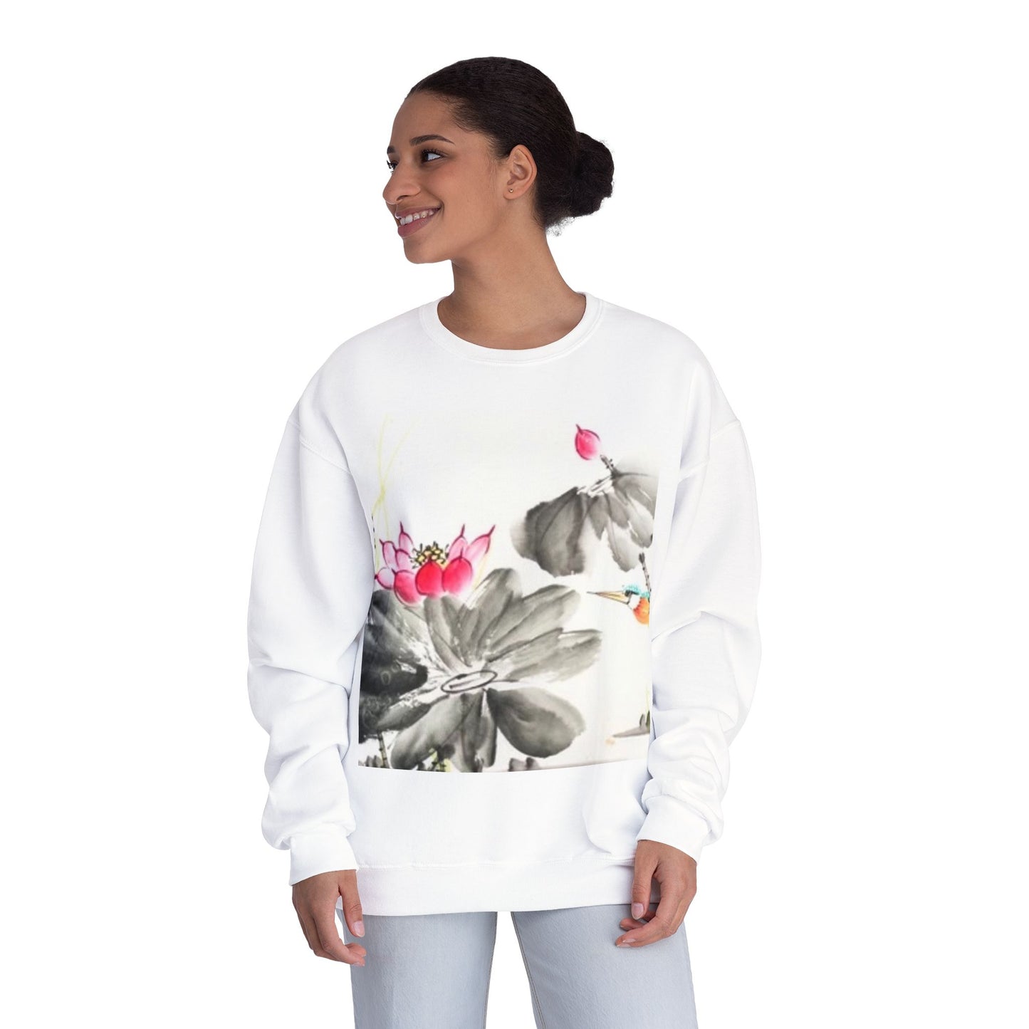 Lotus Blossom Unisex Crewneck Sweatshirt - Cozy Botanical Art Design