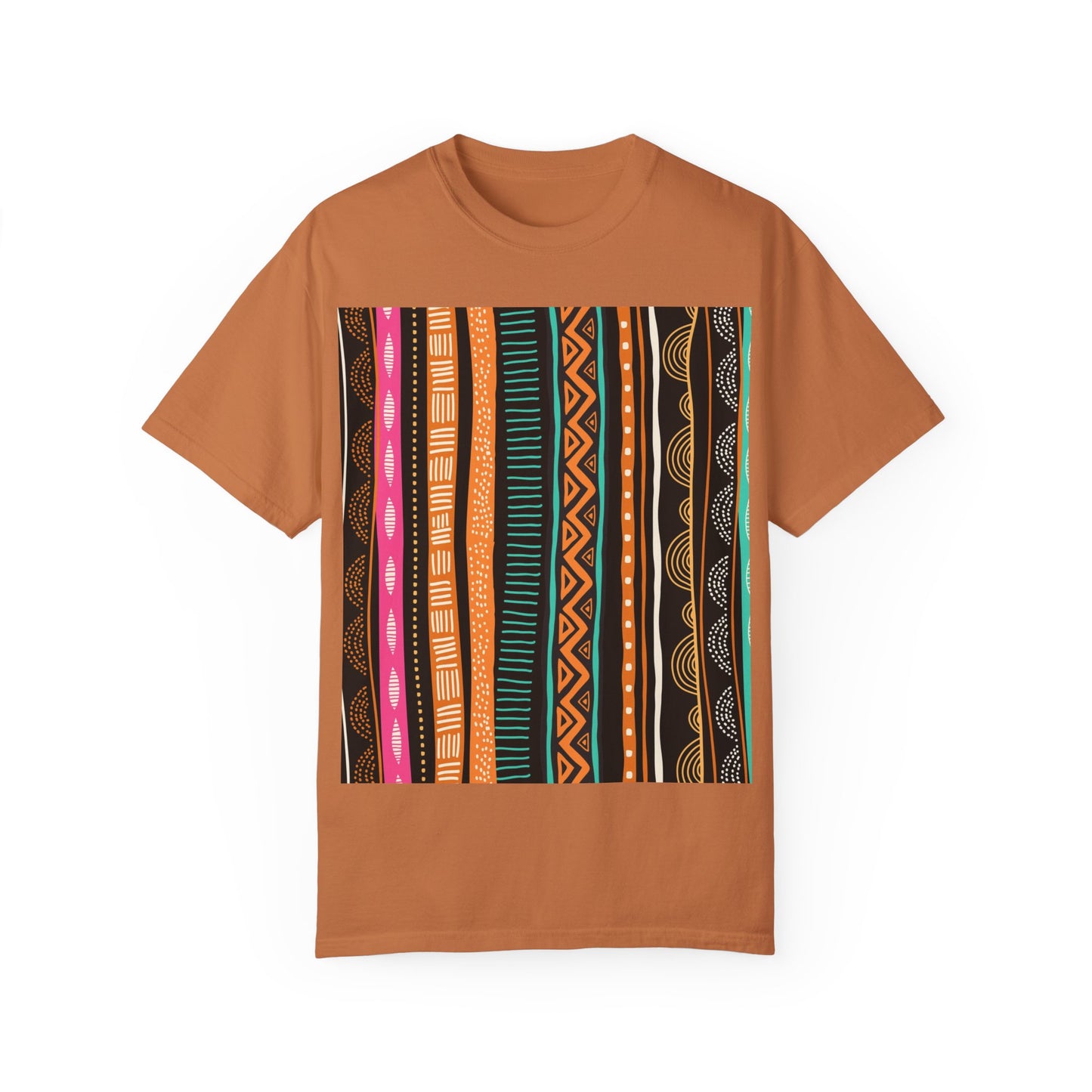 Vibrant Graphic Unisex T-Shirt - Colorful Tribal Stripes Design