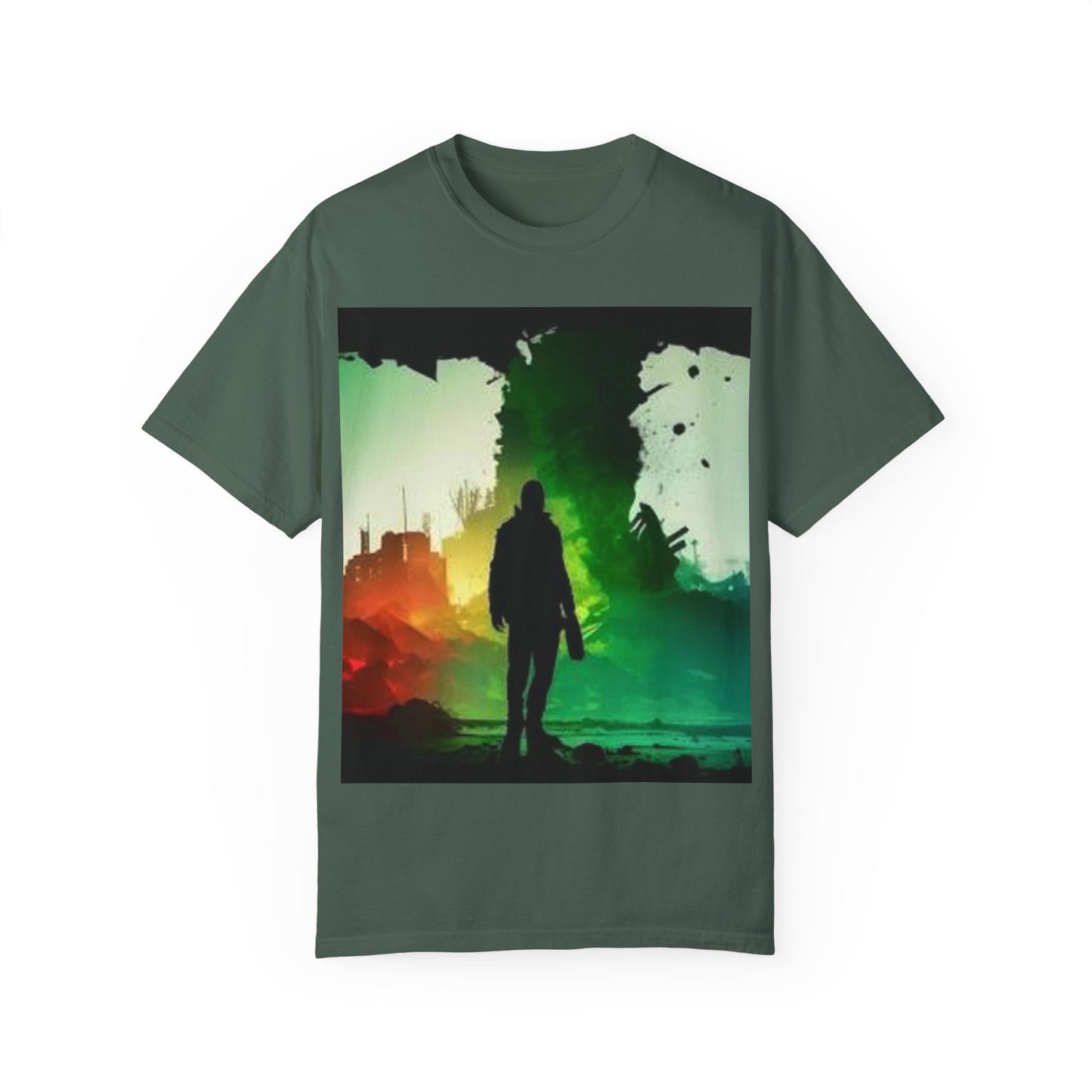 Vintage-Inspired Unisex Garment-Dyed T-Shirt with Artistic Print