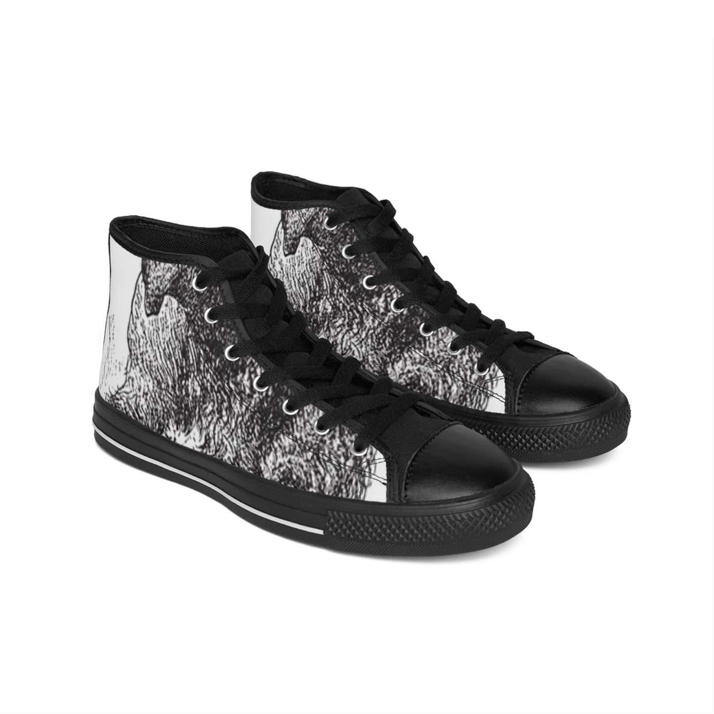 Artistic Men's Classic Sneakers - Unique Black and White High Tops