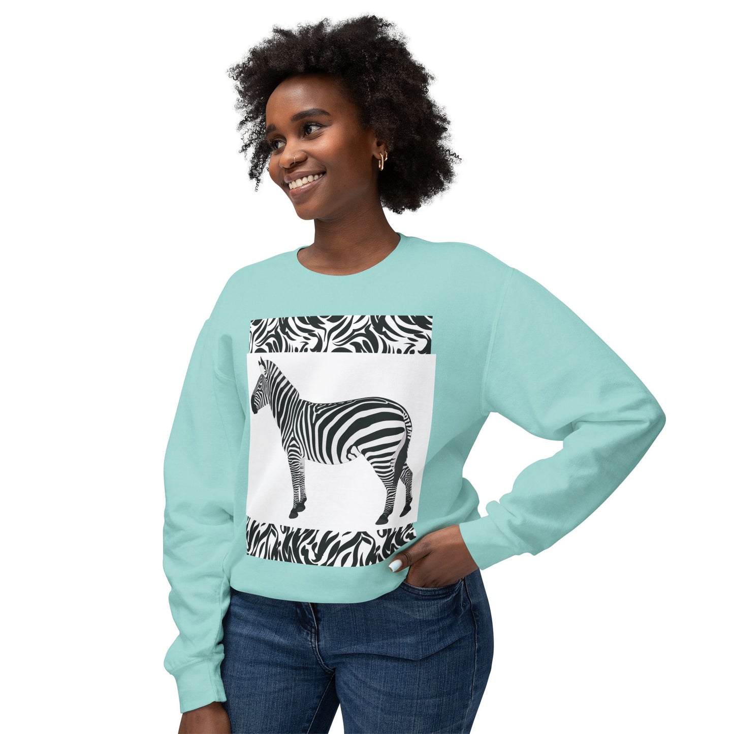 Zebra Print Unisex Lightweight Crewneck Sweatshirt - Chic & Stylish Casual Wear