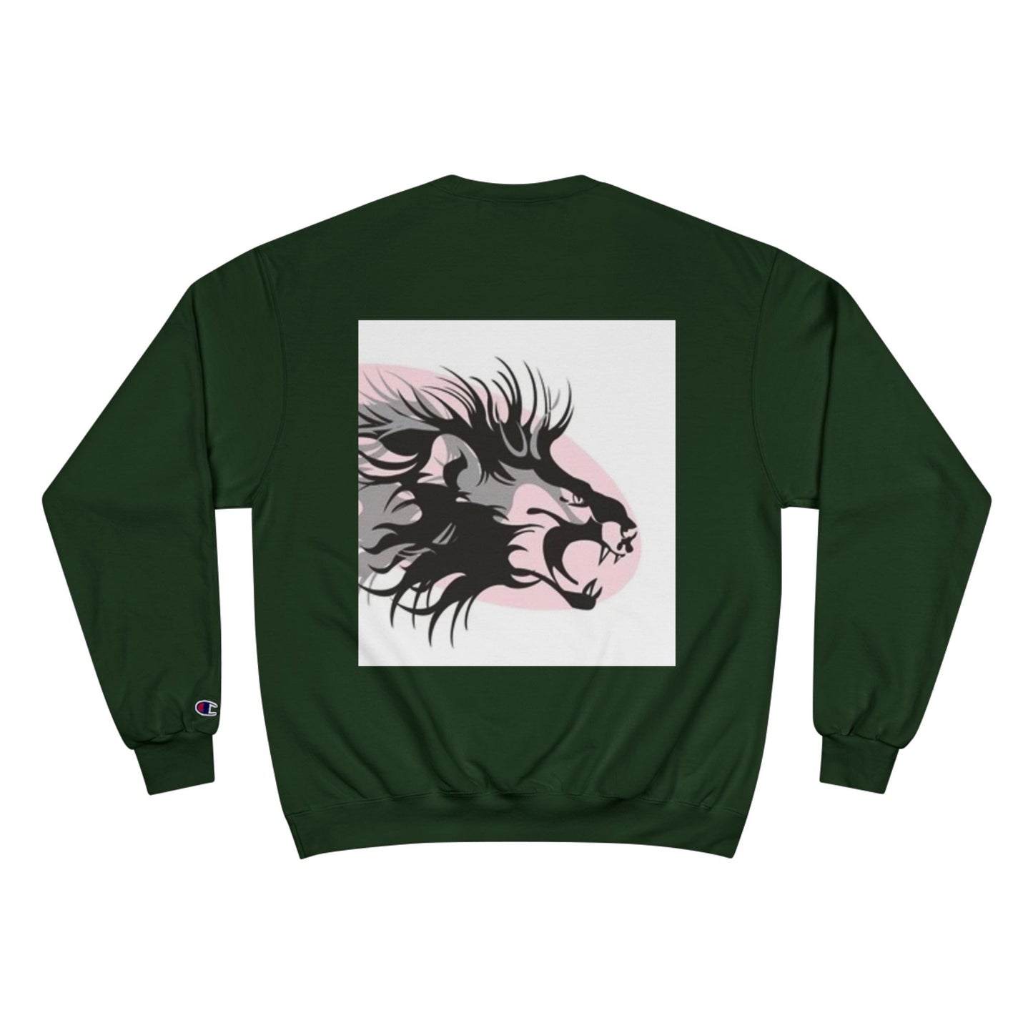 Fierce Lion Champion Sweatshirt - Bold Graphic, Unisex Casualwear