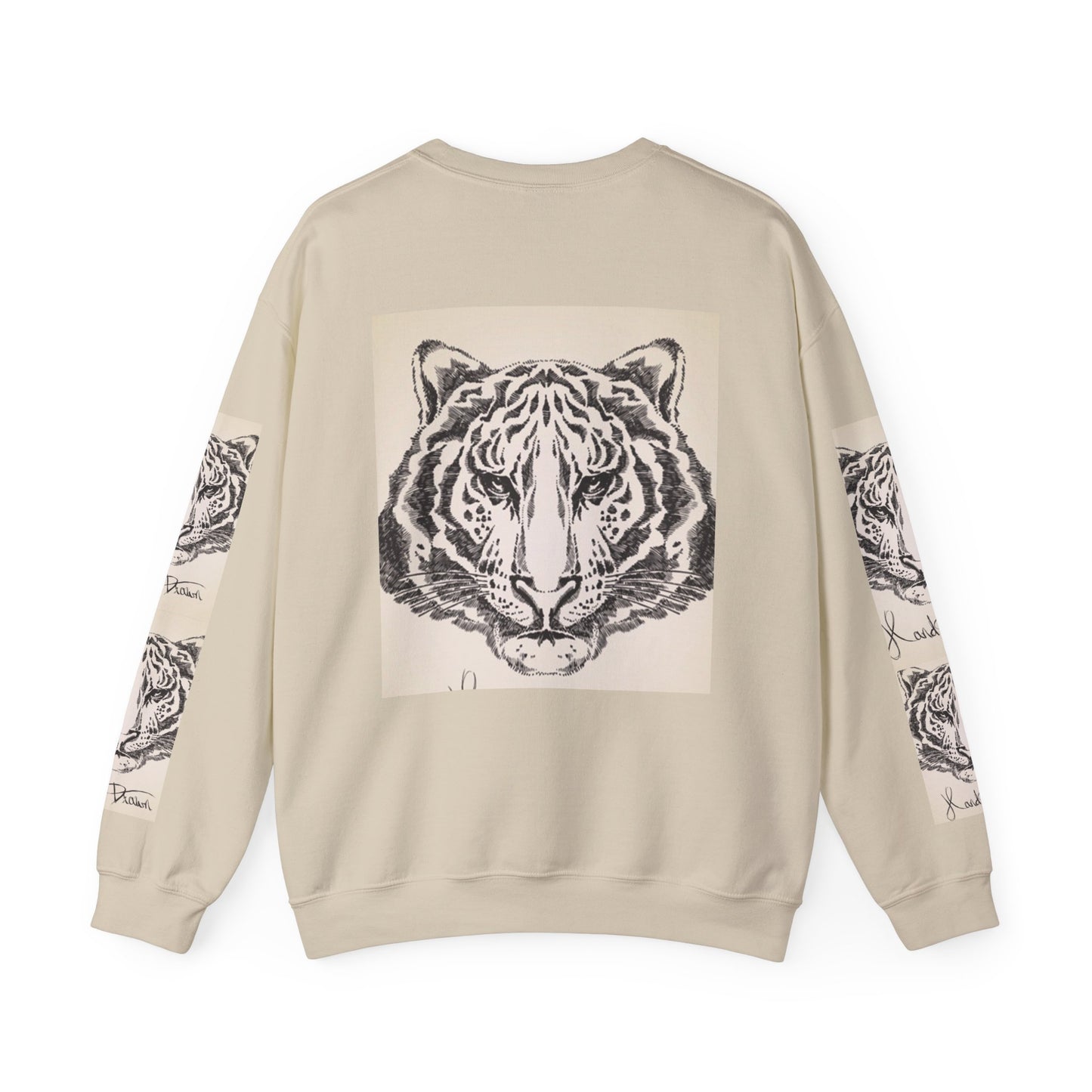 Artistic Tiger Print Crewneck Sweatshirt – Unisex Heavy Blend