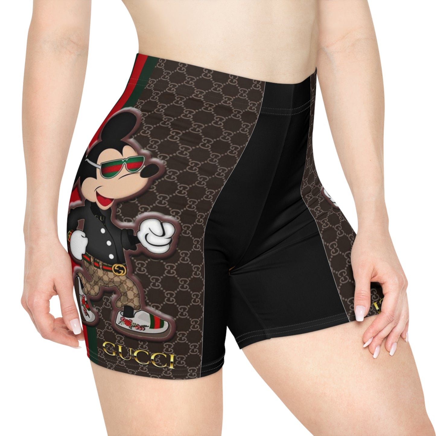 Stylish Women's Biker Shorts with Mickey Mouse Design