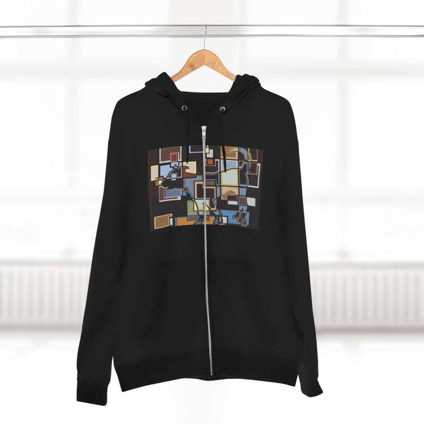 Artistic Unisex Zip Hoodie - Colorful Abstract Design