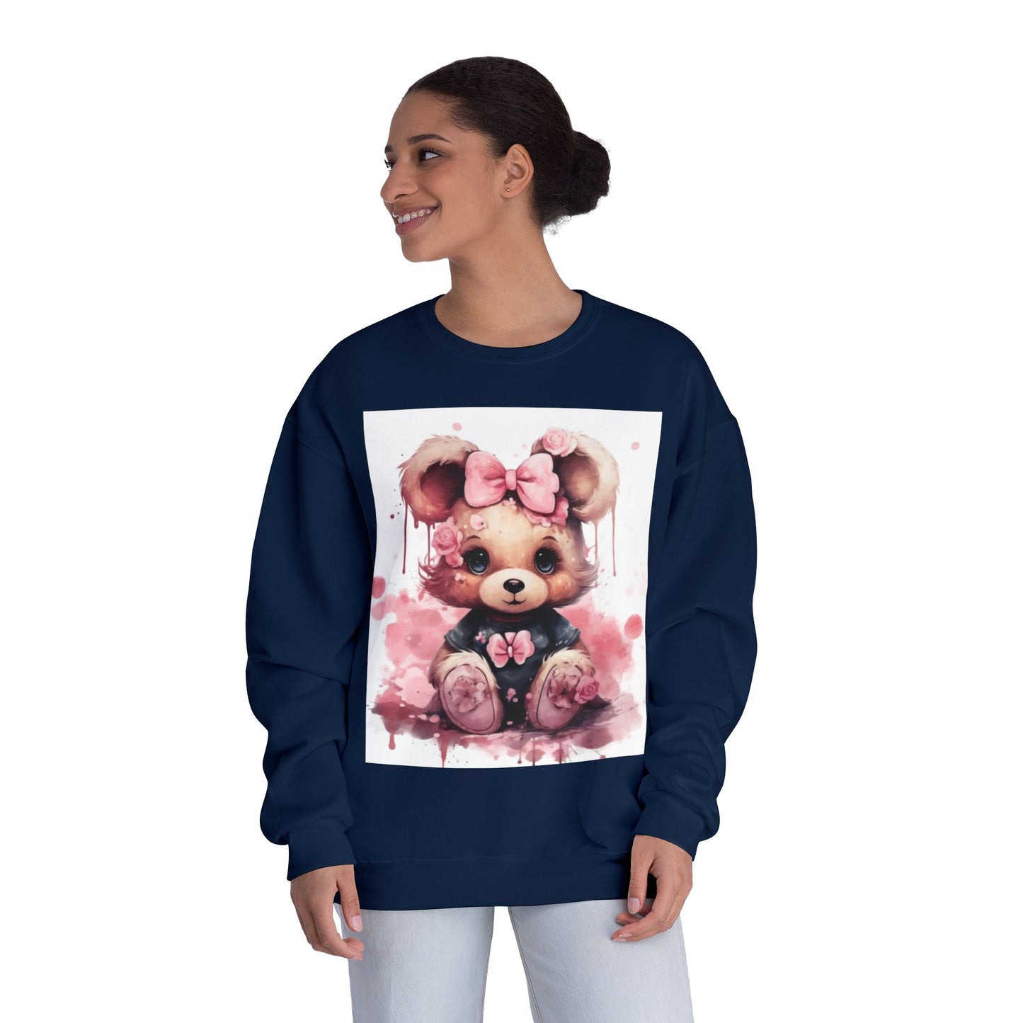 Cute Floral Bear Crewneck Sweatshirt - Cozy Unisex Apparel