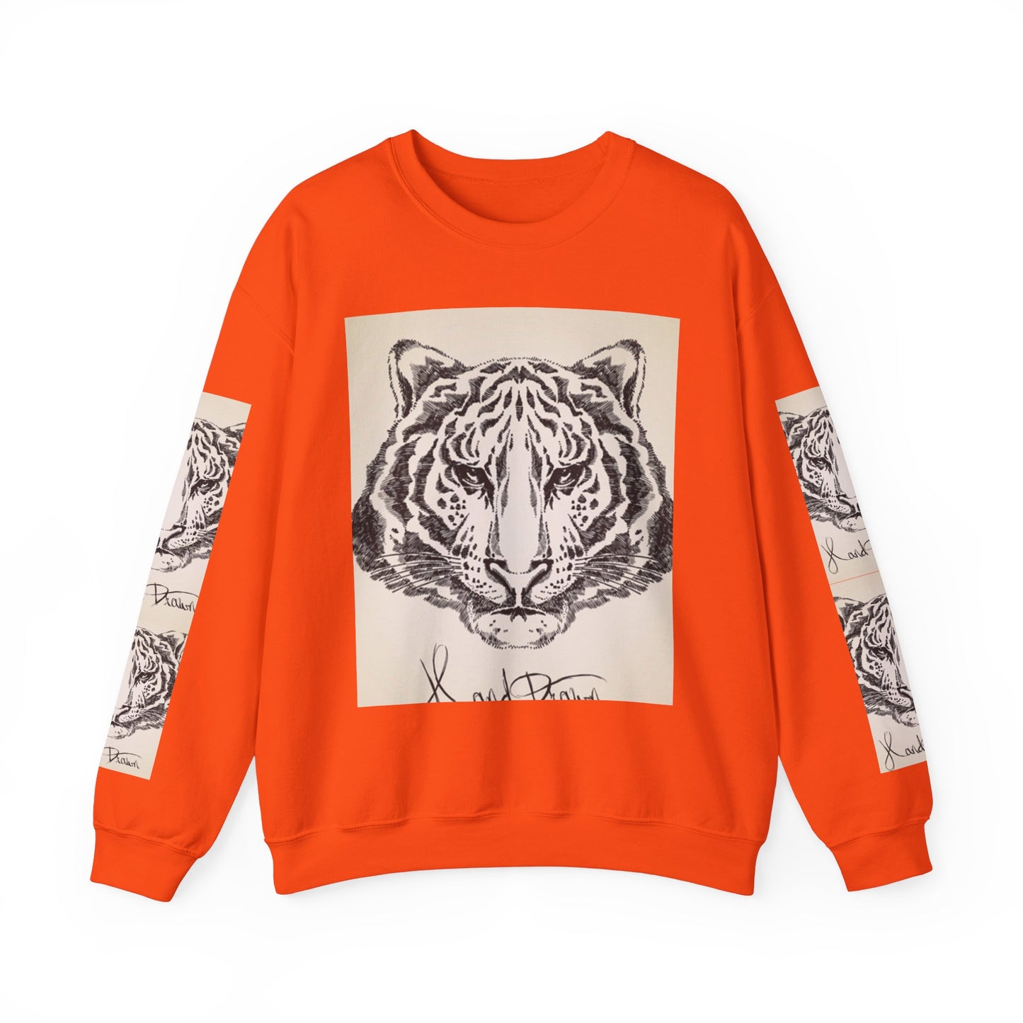 Artistic Tiger Print Crewneck Sweatshirt – Unisex Heavy Blend