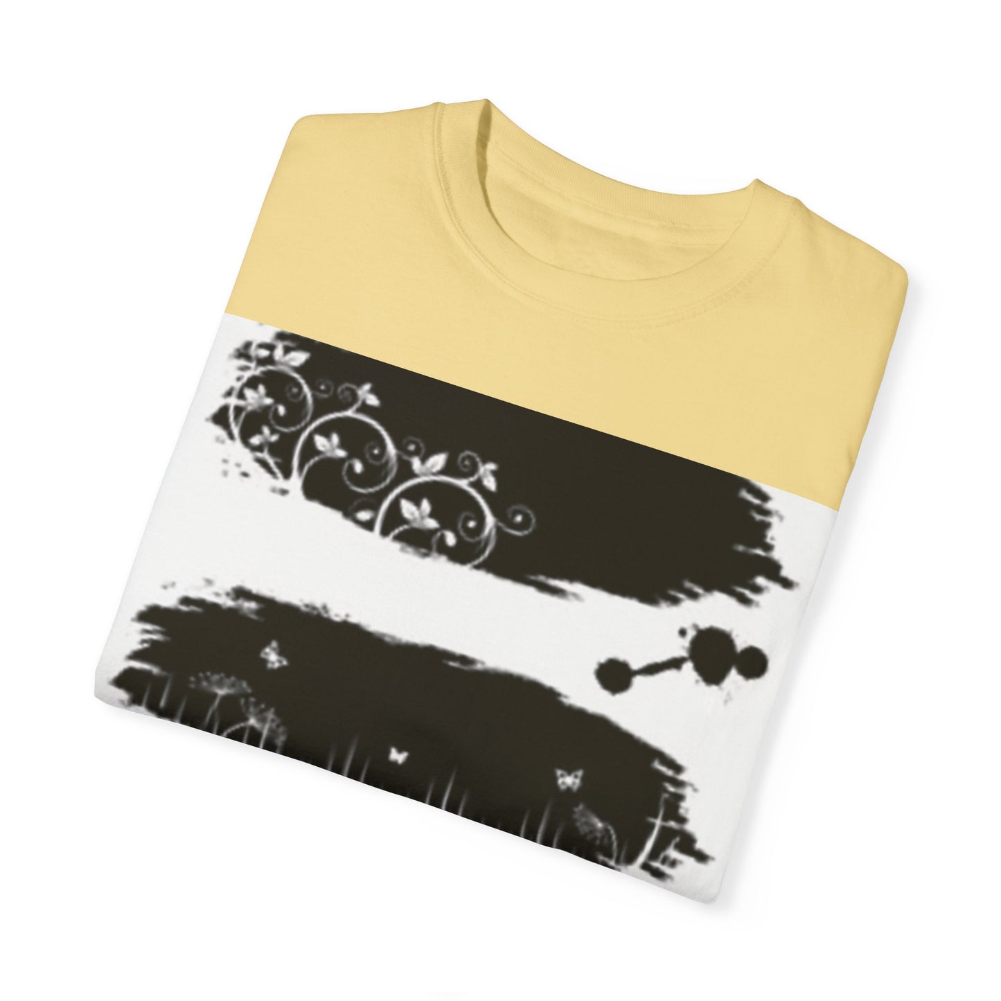 Artistic Unisex Garment-Dyed T-Shirt with Floral Design
