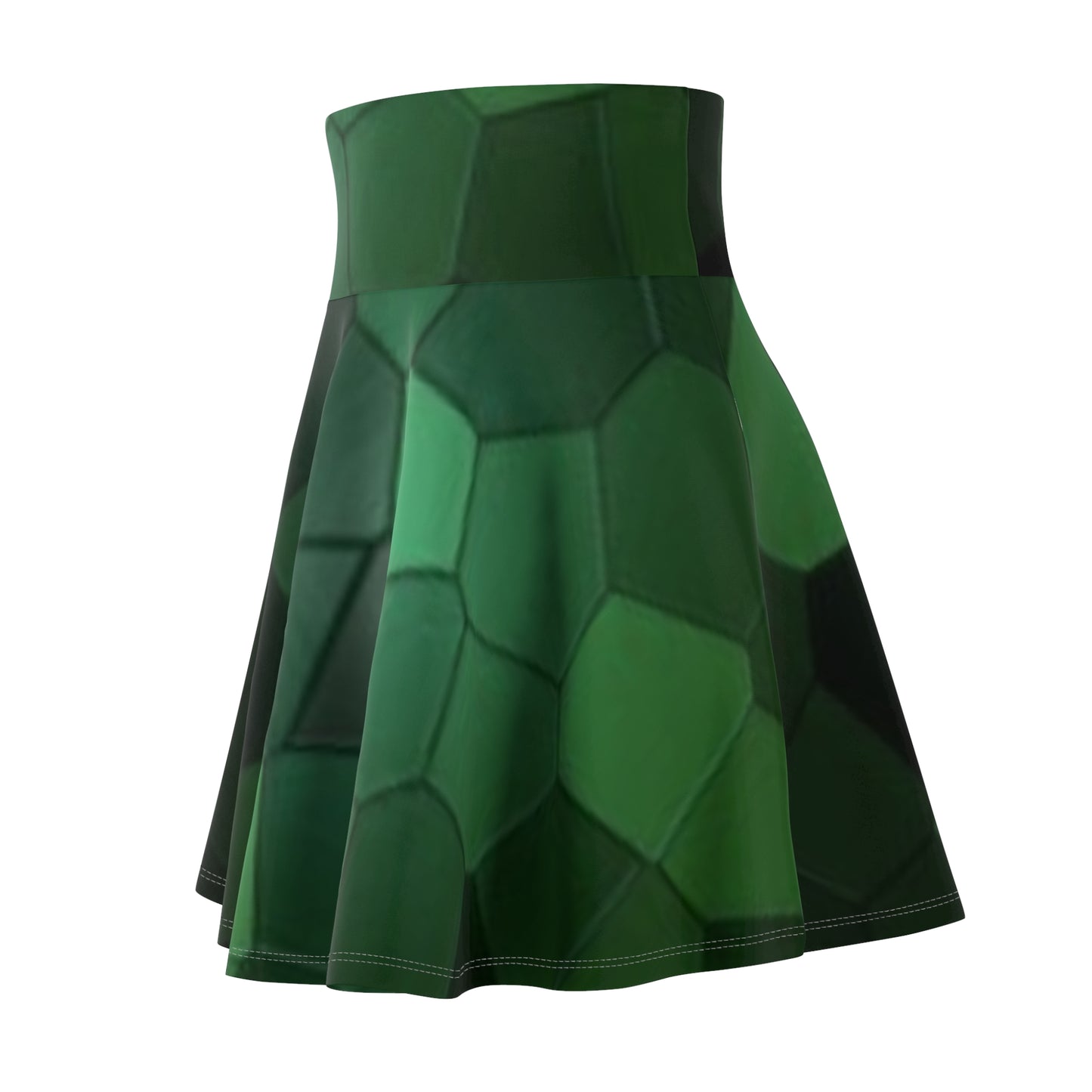 Women's Green Hexagon Skater Skirt - Trendy Summer Fashion