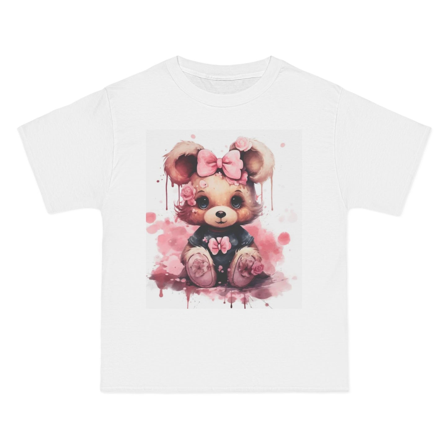 Cute Teddy Bear Floral Print T-Shirt for Kids