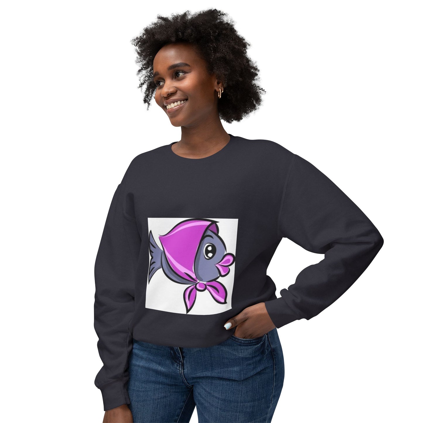 Cute Fish Design Unisex Lightweight Crewneck Sweatshirt