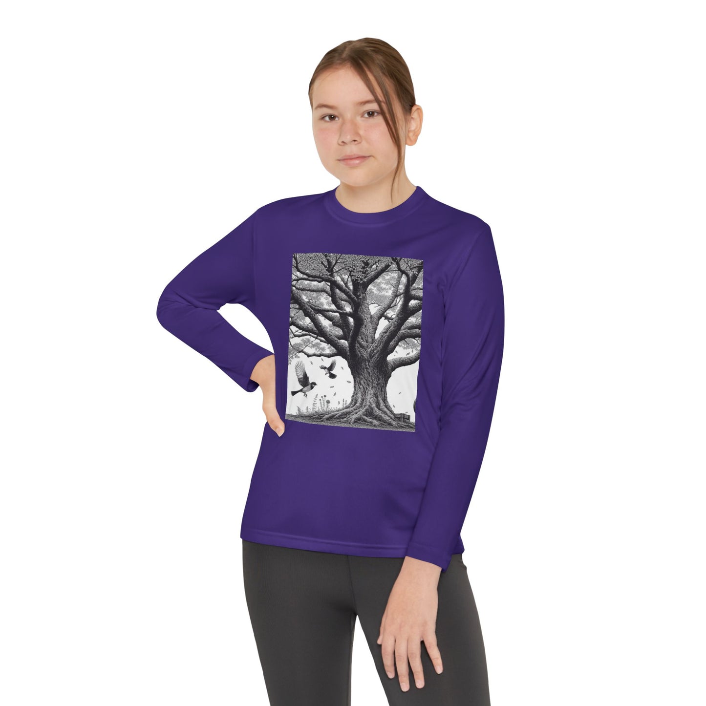 Youth Long Sleeve Tree Graphic Tee - Nature Inspired Design