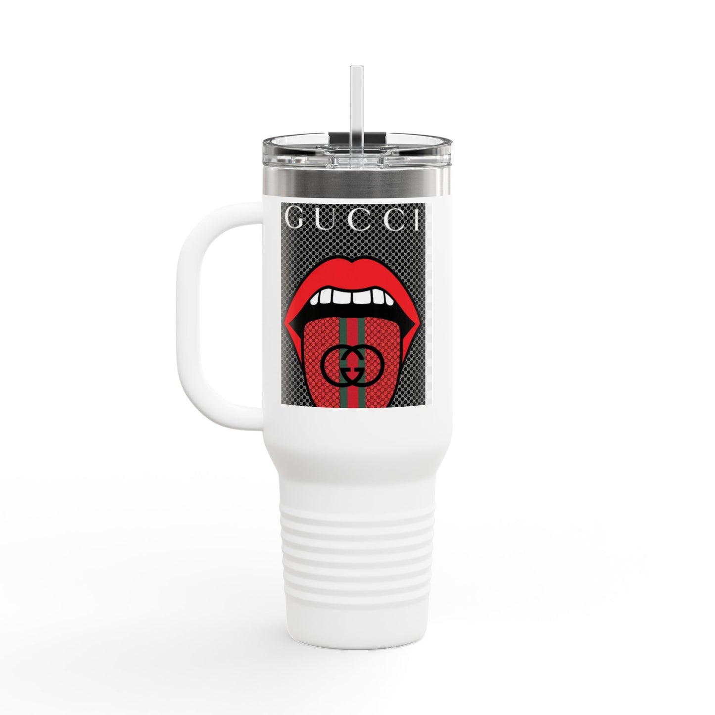 Gucci Style Insulated Travel Mug - 40oz with Iconic Lip Design