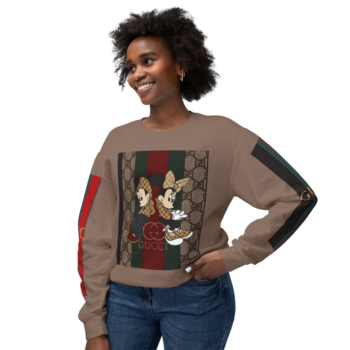 Gucci Inspired Unisex Crewneck Sweatshirt with Mickey & Minnie Design