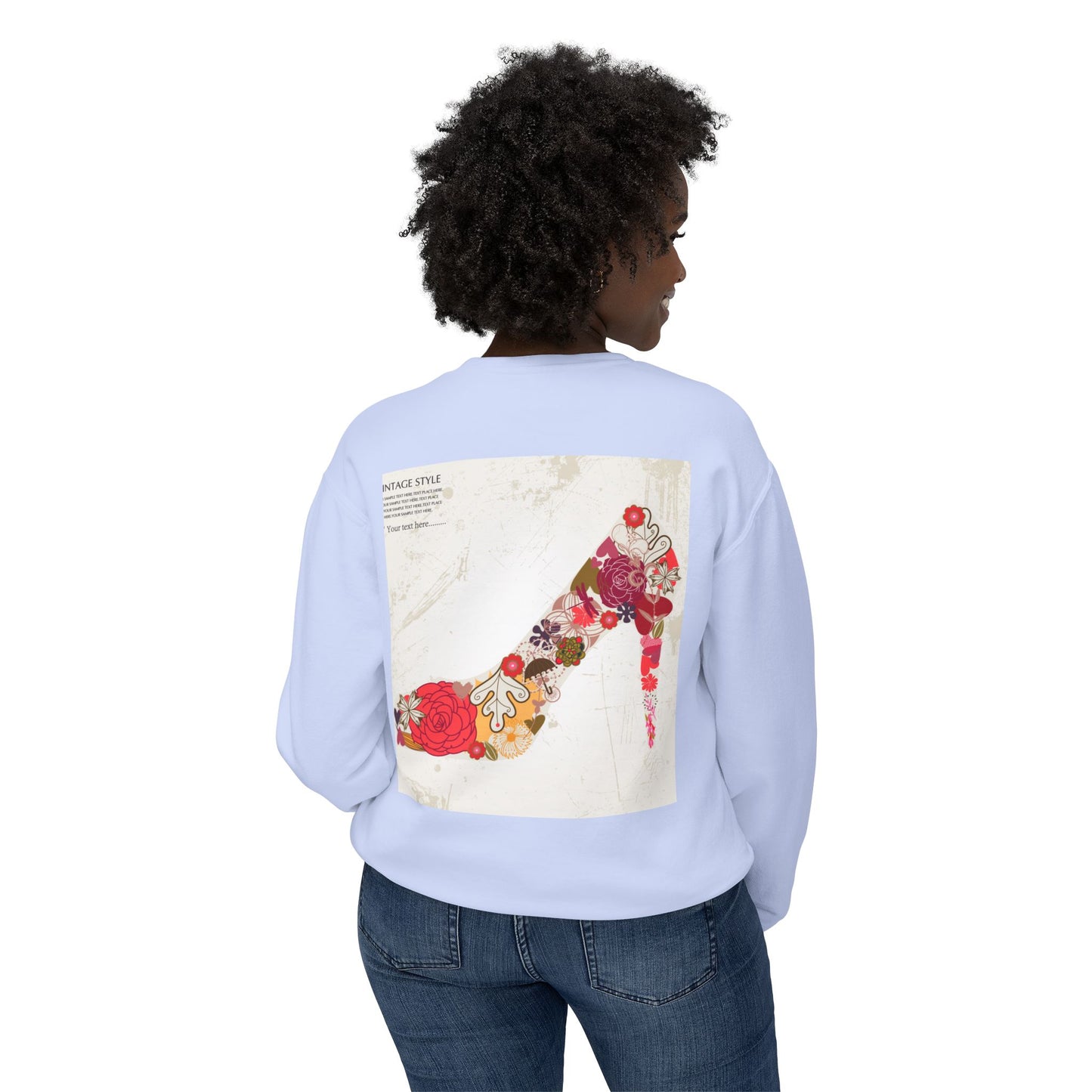 Vintage Floral High Heel Unisex Crewneck Sweatshirt | Stylish & Comfortable
