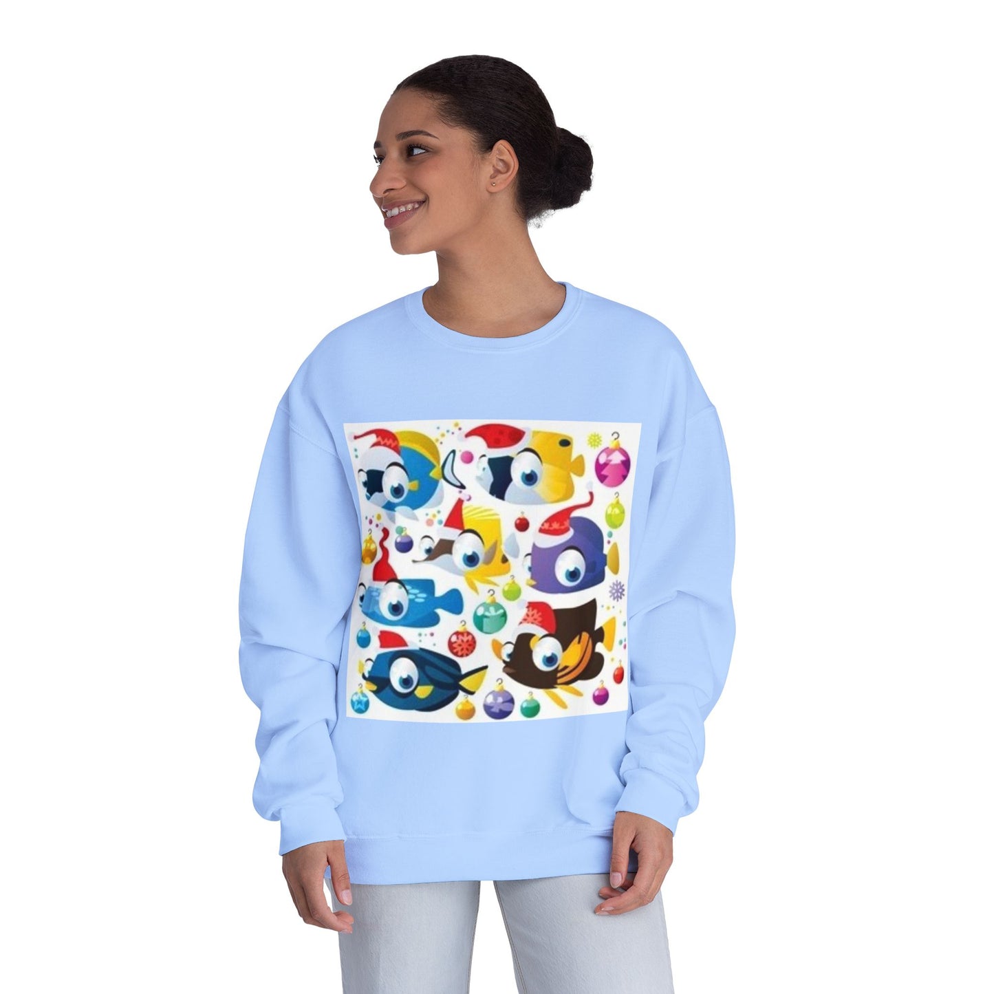 Whimsical Colorful Crewneck Sweatshirt – Fun Cartoon Design