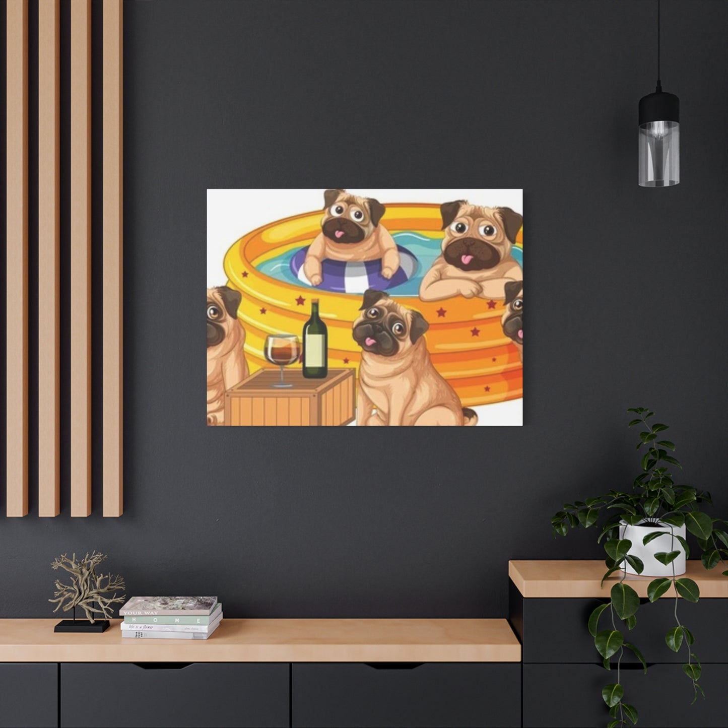 Pug Pool Party Canvas Art - Fun Pet Decor