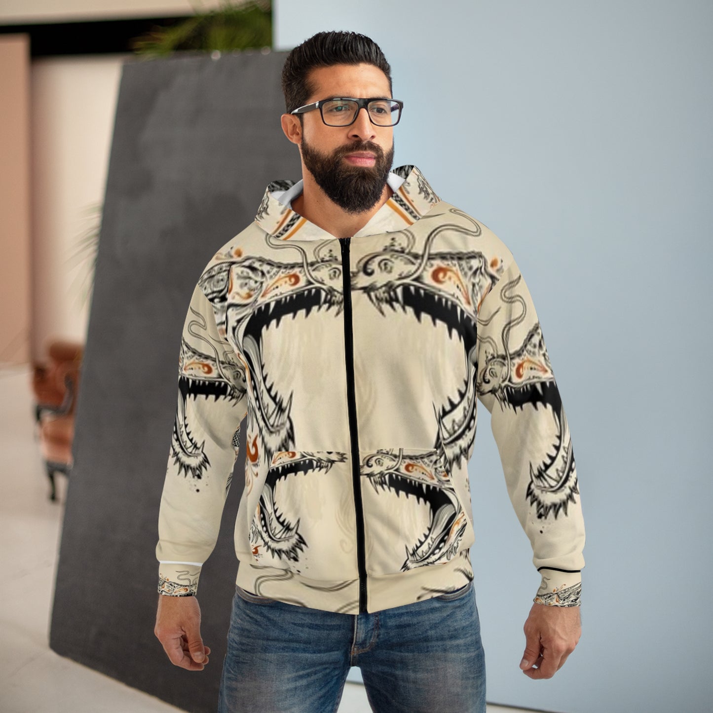 Dragon Art Unisex Zip Hoodie | Unique Design for Fantasy Lovers | Perfect for Casual Wear and Gifts