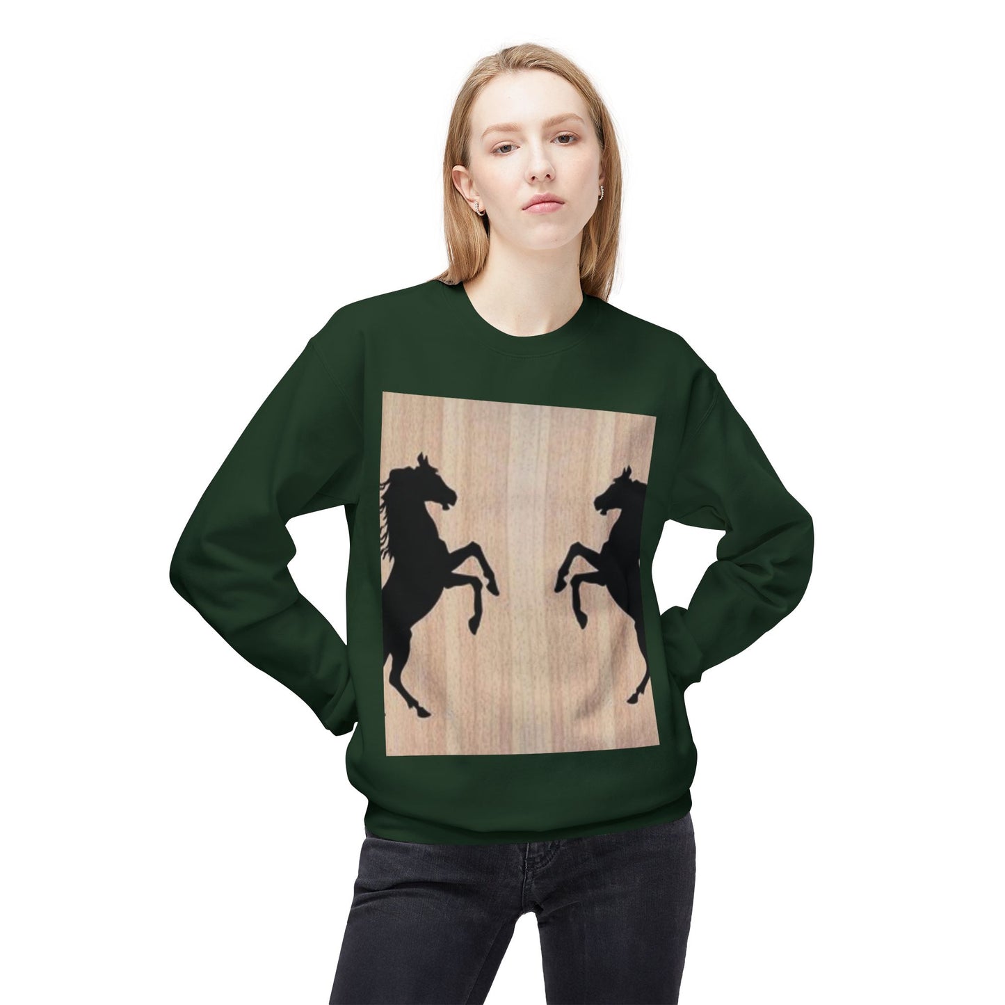 Equestrian Silhouette Fleece Sweatshirt - Perfect for Horse Lovers