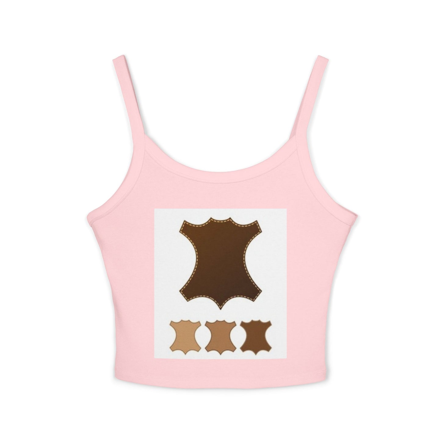 Stylish Women's Spaghetti Strap Tank Top with Leather Design