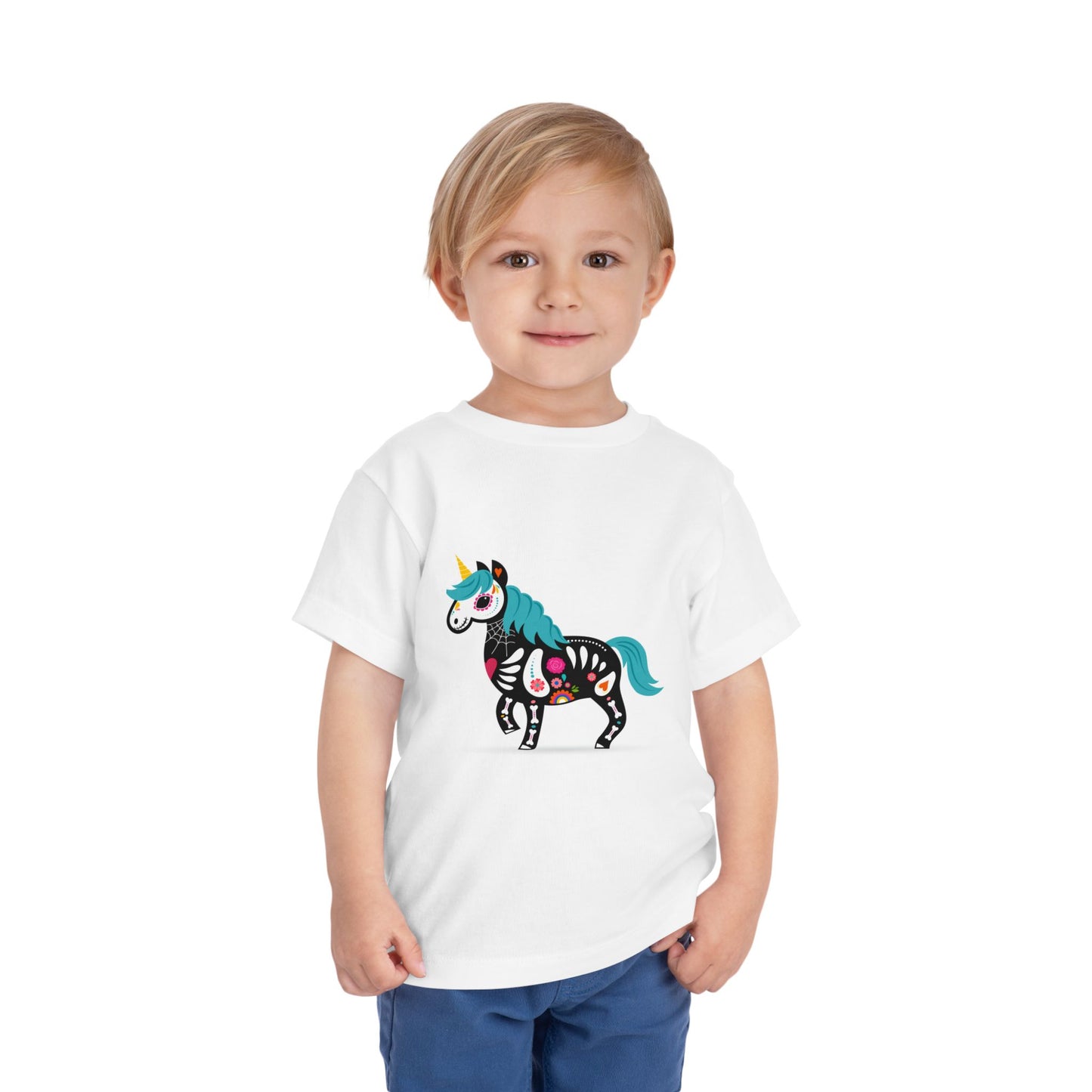 Toddler Skeleton Unicorn Tee - Cute Halloween Short Sleeve Shirt
