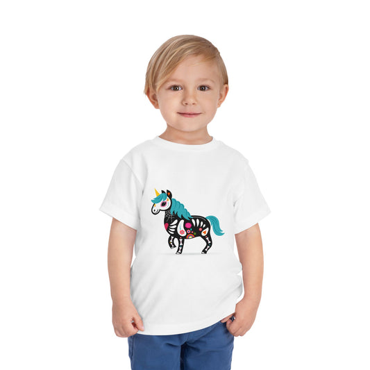 Toddler Skeleton Unicorn Tee - Cute Halloween Short Sleeve Shirt
